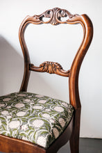 Load image into Gallery viewer, Furniture - Vintage Side Chair - Carved/Green Block Print
