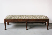 Load image into Gallery viewer, Furniture - Long Bench - Upholstered/ Green Floral Block Print
