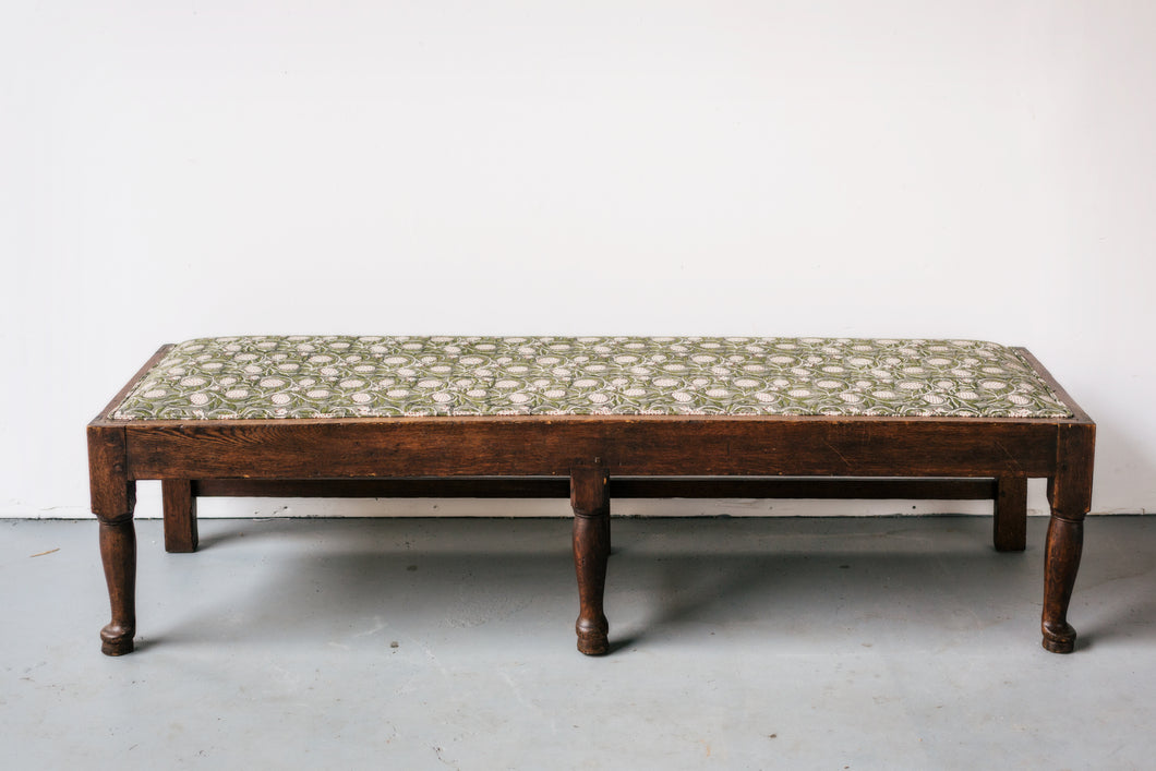 Furniture - Long Bench - Upholstered/ Green Floral Block Print