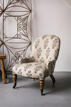 Load image into Gallery viewer, Furniture - Vintage Upholstered &quot;Slipper&quot; Chair - Block Print Linen
