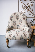 Load image into Gallery viewer, Furniture - Vintage Upholstered &quot;Slipper&quot; Chair - Block Print Linen
