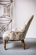 Load image into Gallery viewer, Furniture - Vintage Upholstered &quot;Slipper&quot; Chair - Block Print Linen
