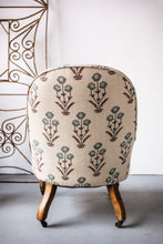 Load image into Gallery viewer, Furniture - Vintage Upholstered &quot;Slipper&quot; Chair - Block Print Linen
